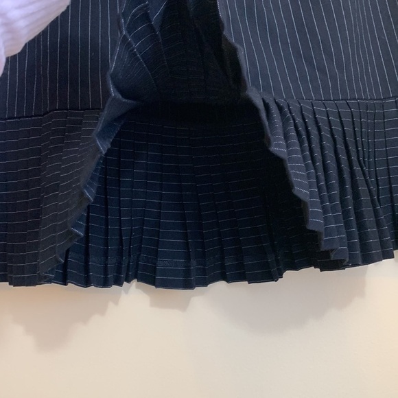Briggs | Pin Strip Black White Pleated Ruffle Unlined Mini Skirt 8P - Picture 7 of 10